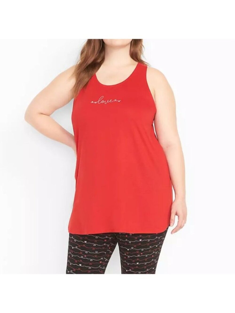 Sleep‎ by Cacique Night Shirt Tank Top Womens 14/16 New WOT Red Love